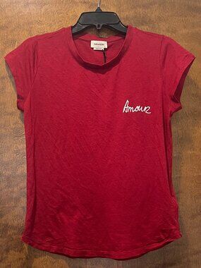 NWT Zadig & Voltaire Woop Amour Wine Red Crewneck Short Sleeve T-Shirt Size M